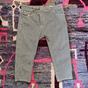 Nili Lotan Railroad Stripe Drop Crotch Crop Pant